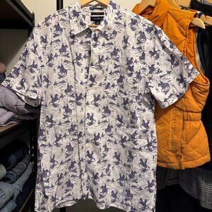 Treasure & Bond Men’s Short Sleeve Button-Up | Cowboy Print | Size Large | EUC
